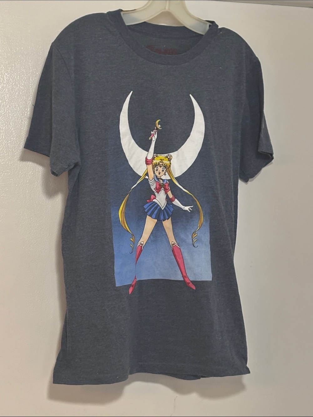 Sailor Moon Graphic Tee — Navy with White & Pink Print